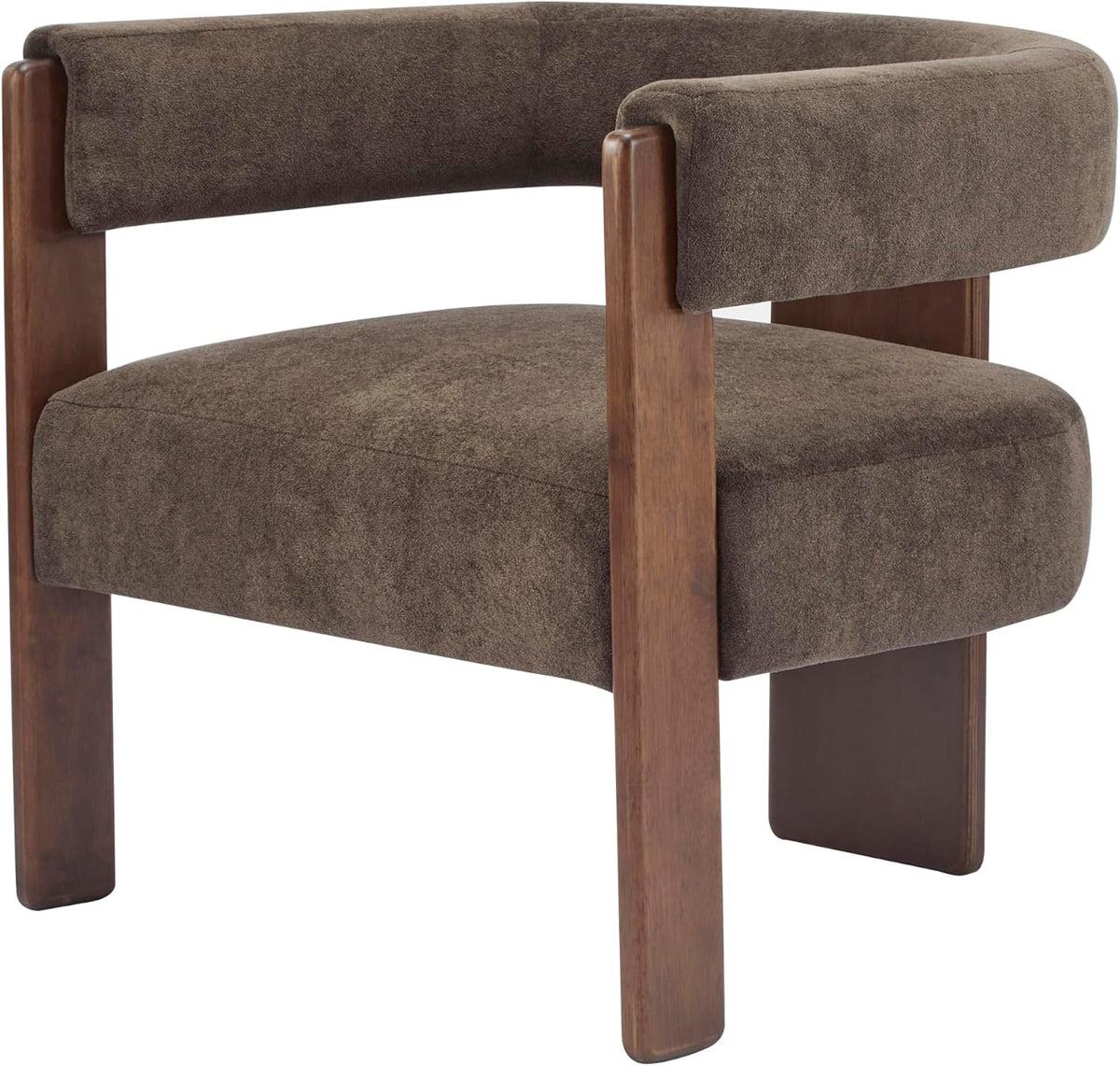 Christopher Knight Home Nettie Modern Accent Chair for Living Room, Velvet Fabric Single Lounge Sofa Chair with Wooden Frame, Comfy Reading Chair for Bedroom, Lounge Armchair with Cushion, Dark Brown