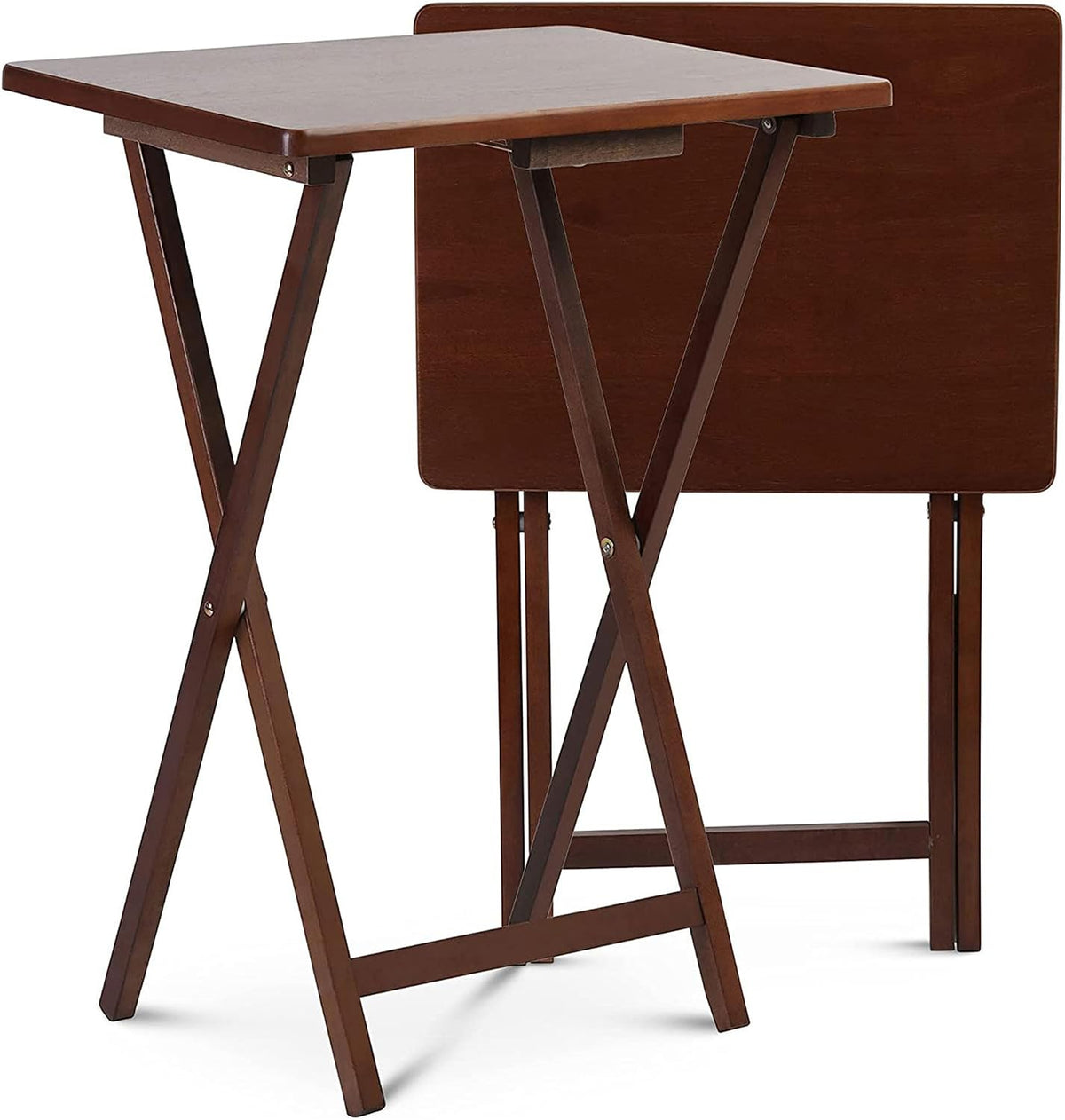 PJ Wood - Folding Wood TV Trays - Honey Oak, 8 Pack | Solid Construction, Collapsible Design, Rectangular Shape, 14.57 in W x 19.09 in L x 26 in H, Multiuse Snack Or Work Surface