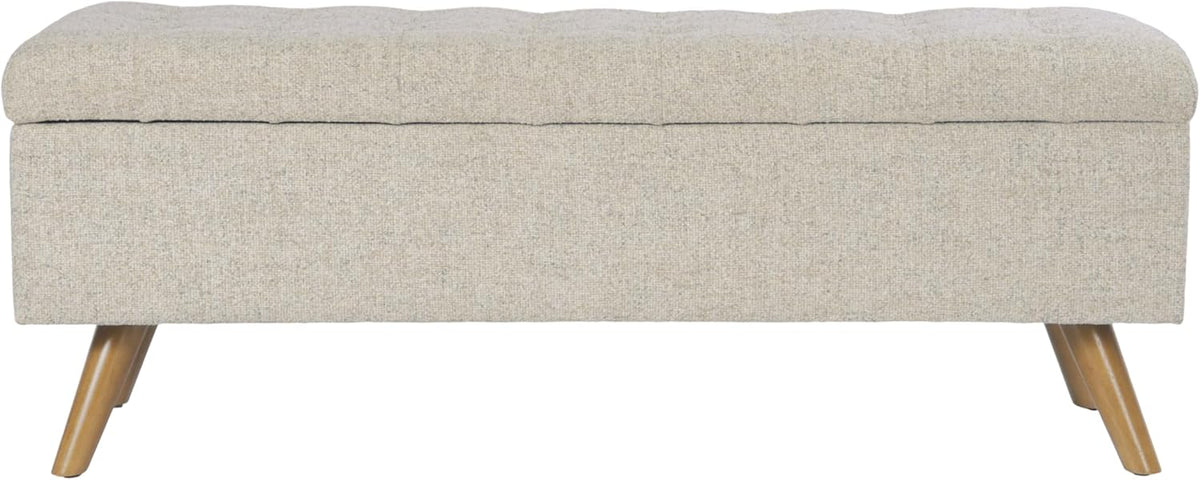 HomePop Modern Tufted Storage Bench - Textured Cream Fabric