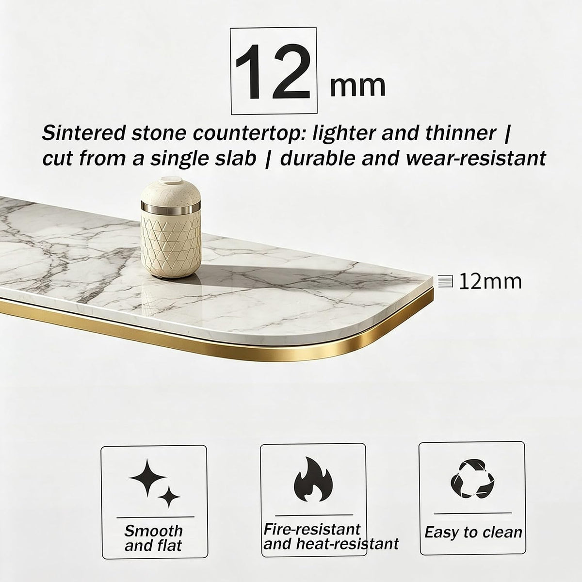 Zfmnoyev Entryway Table Console Hallway Table | Living Room Sofa Table with Rock Top and Metal Base, Modern Narrow Accent Table(Gold-A,100x30x80cm)