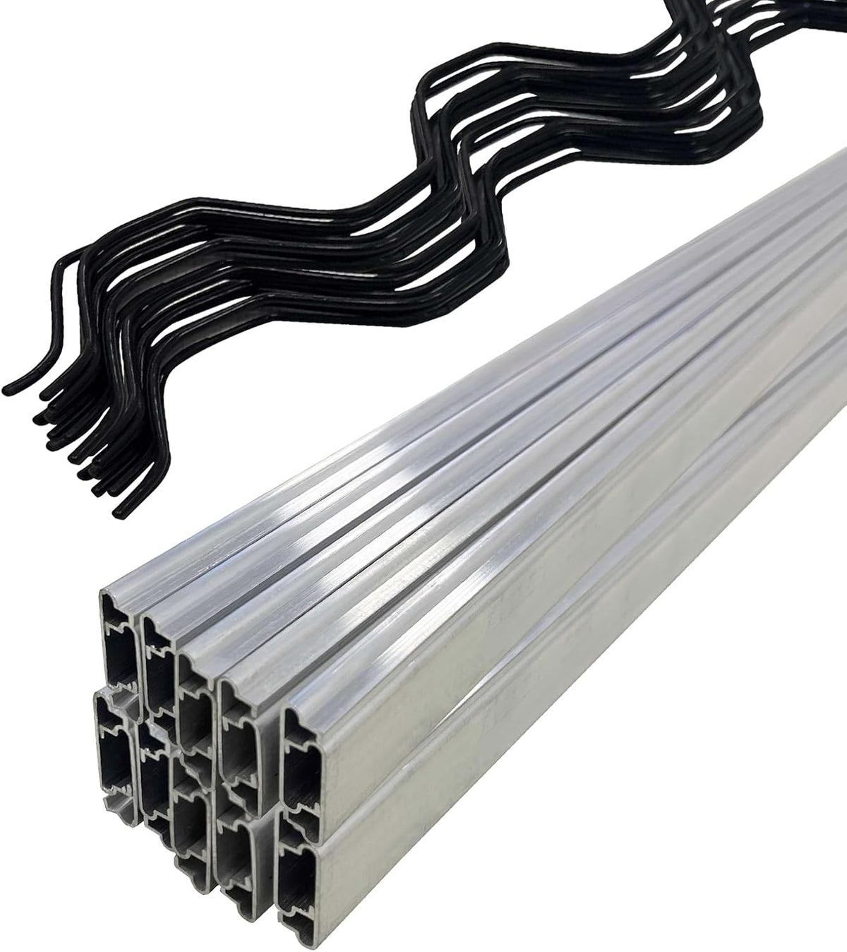 6.6 ft Set of 10 Greenhouse Spring Wire and Lock Channel Kit, PVC-Coated Wires and Aluminum Lock Channels for Greenhouse Plastic Film,Shade Cloth