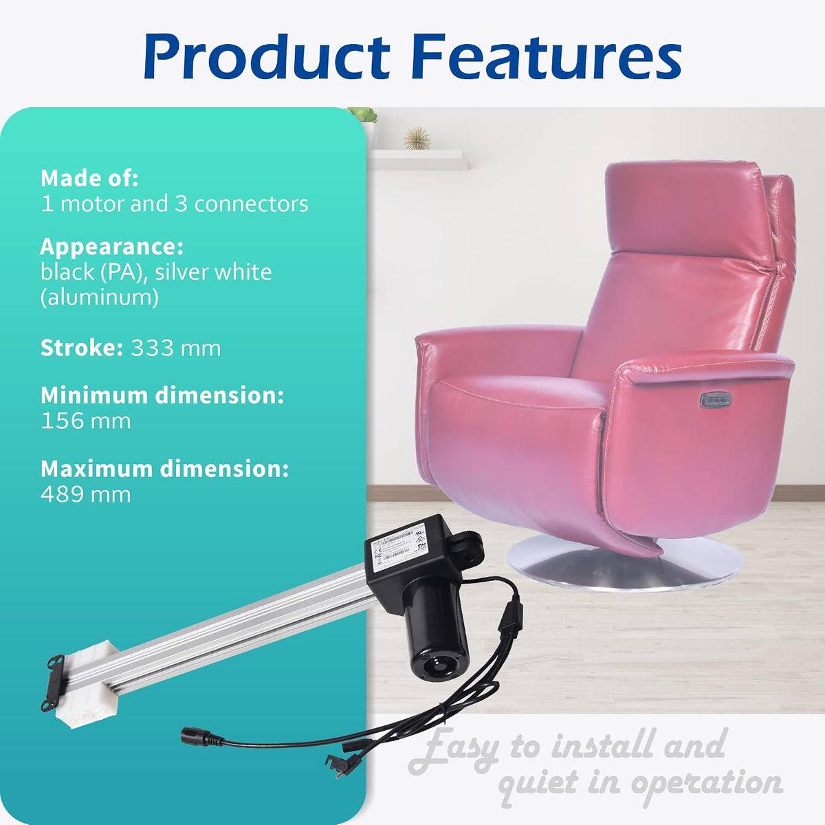 Okin Model JLDQ-11 & JLDQ.11.156.333P Power Recliner Lift Chair Motor, JLDQ.11.156.333P Electric Sofa Couch Actuator Replacement Parts