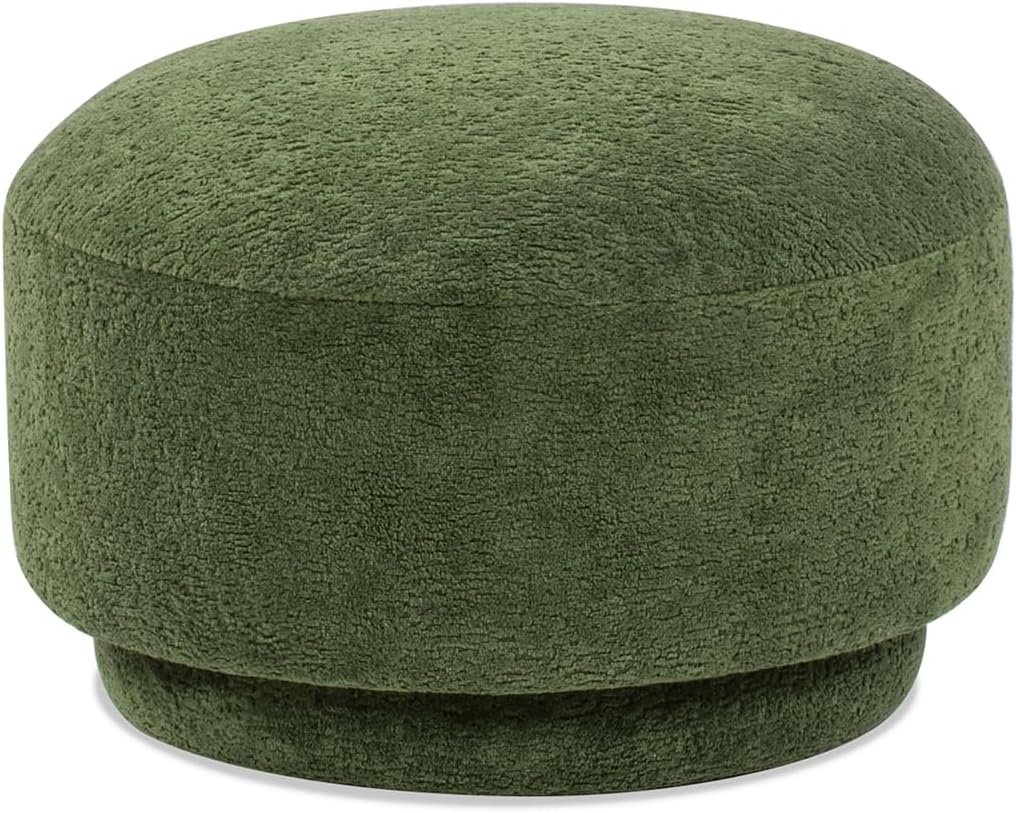 Jennifer Taylor Home Fuji 15" Mushroom Footstool Ottoman in Moss Green Fleeced Teddy