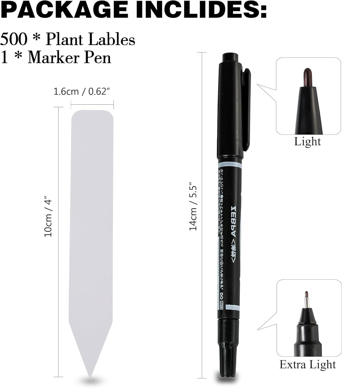 Plant Labels 4 Inch 500Pcs Plastic Plant Name Tags for Seedlings Garden Labels Markers Nursery Plant Tags Seed Labels Plant Label Stakes with Permanet Marking Pen Plant Markers for Outdoor Garden