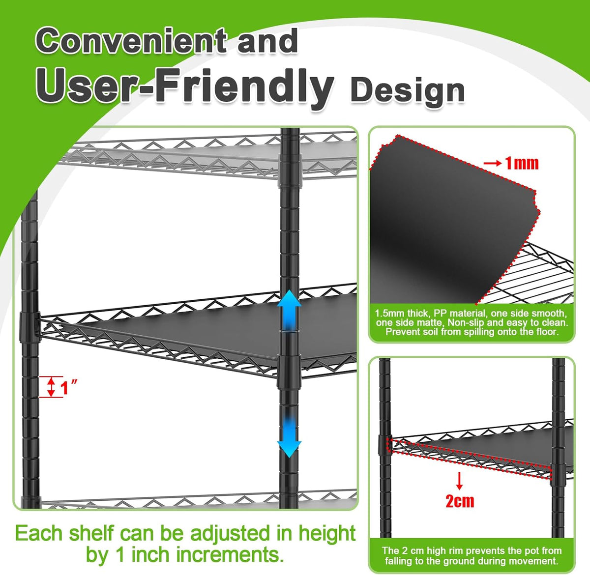 Abimars 5-Tier Greenhouse with Caster Wheel, Each Shelf Height Adjustable Metal Plant Shelf with PVC Cover for Seed Starting Trays, Seedling Pots, Plant Pots, 21x49x80inch