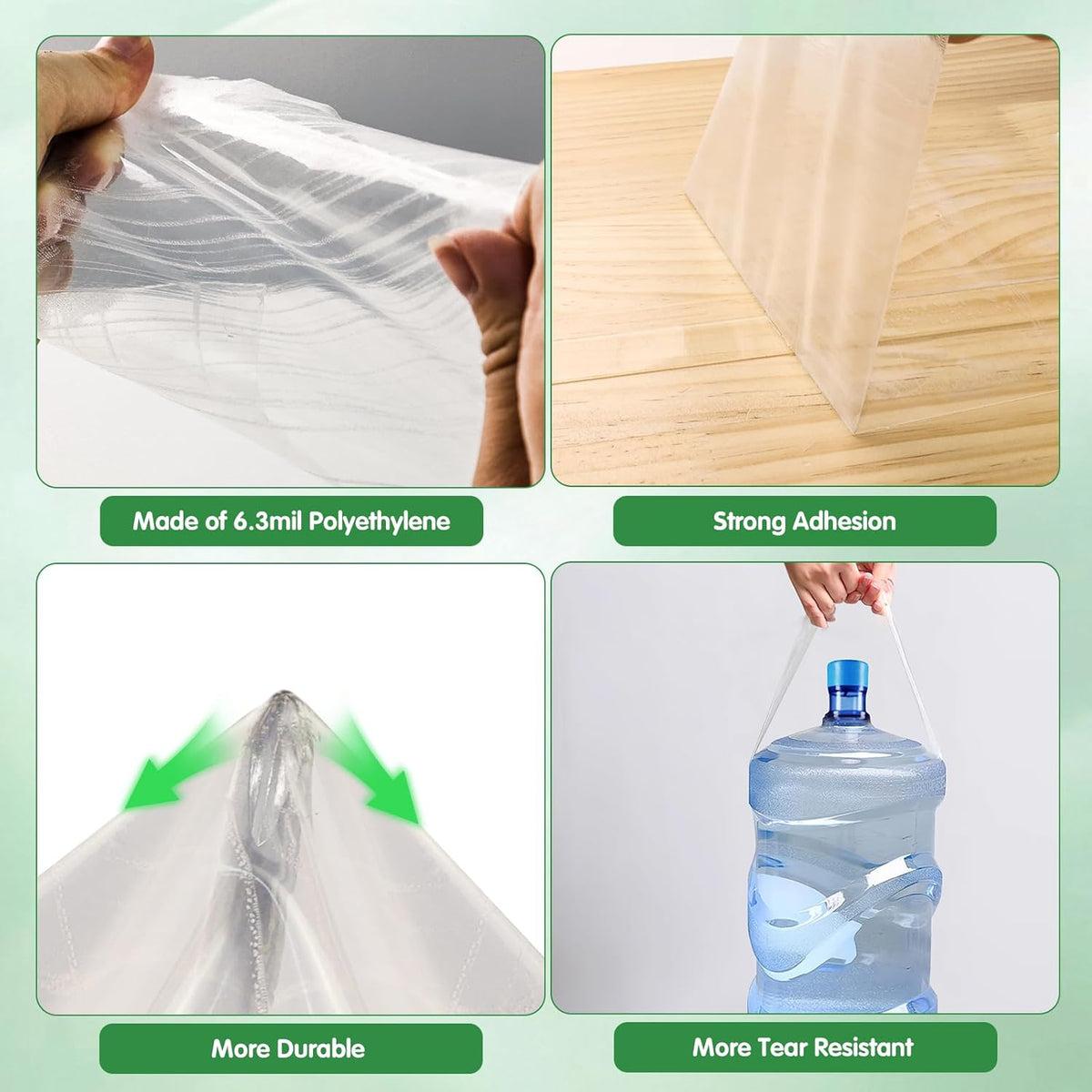 DGSL Greenhouse Repair Tapes, 6" x115' Greenhouses Cover Plastic Sheeting Tape, 6.3 mil Thickness Clear Greenhouse Plastic Tape for Seaming and Sealing