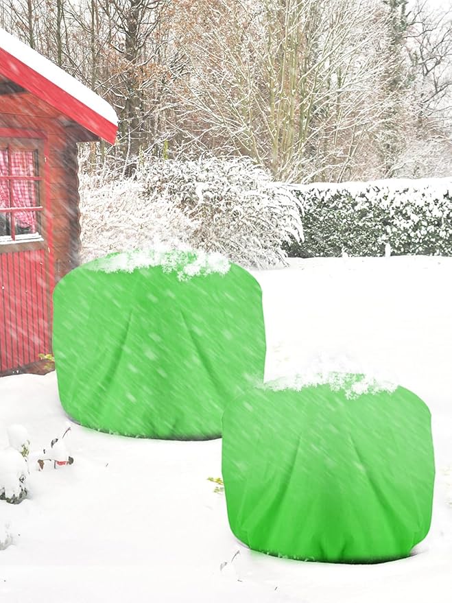 ANPHSIN 3 pcs 39.3in x 39.3in Plant Covers Freeze Protection - Winter Shrub Plant Protection Bags, Frost Blankets Cloths with Drawstring for Outdoor Garden Potted Plants, Green