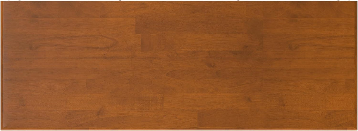 SIMPLIHOME Draper Storage Bench - 44 inch Wide Solid Wood Entryway Bench in Teak Brown, Mid Century Hallway Bench for Living Room with Flip-Down Door and 3 Cubbies