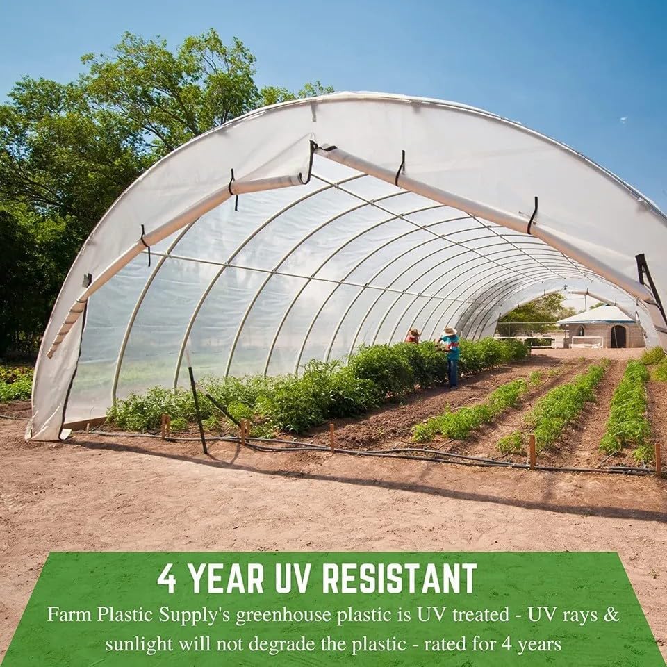 Farm Plastic Supply 4 Year Clear 6 mil Greenhouse Plastic Sheeting - Clear Sheeting, Polyethylene Film, Transparent Plastic Film for Greenhouse (16' x 20')