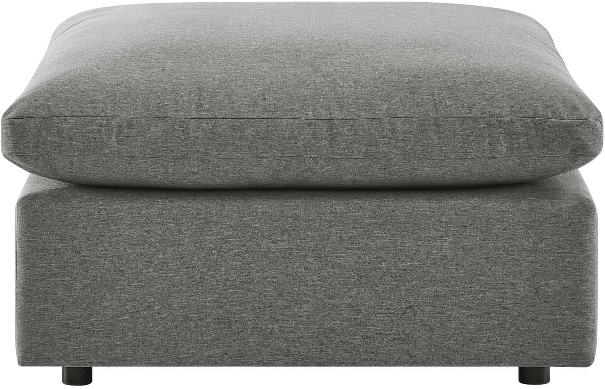 Modway Commix Outdoor Patio Overstuffed Sectional Sofa Ottoman in Charcoal