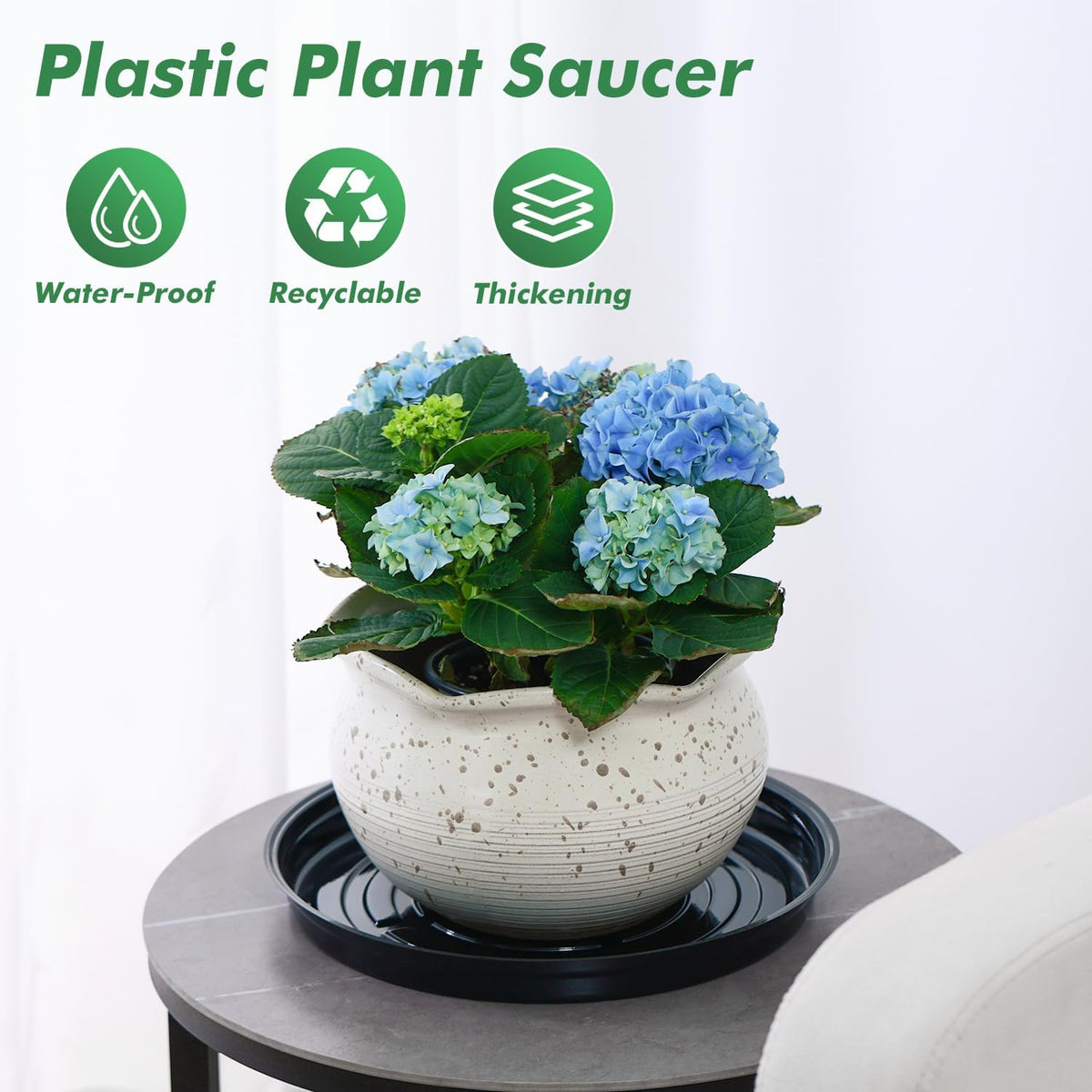 20 Pack 12 Inch Plant Saucer, Black Plant Saucers for Indoors Outdoors, Large Plastic Plant Saucer for Plant Pots Plant Water Catcher Tray, Flower Pot Saucers Bulk Plant Drip Trays for Potted Plants