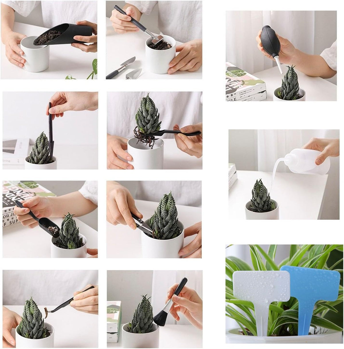 35PCS Mini Succulent Tools Set, 19.7" Thickened Repotting Mat & Plant Tag, Garden Hand Transplanting Miniature Planting Indoor Fairy Care, Potting, Cactus, Houseplant Bonsai Tool Kit