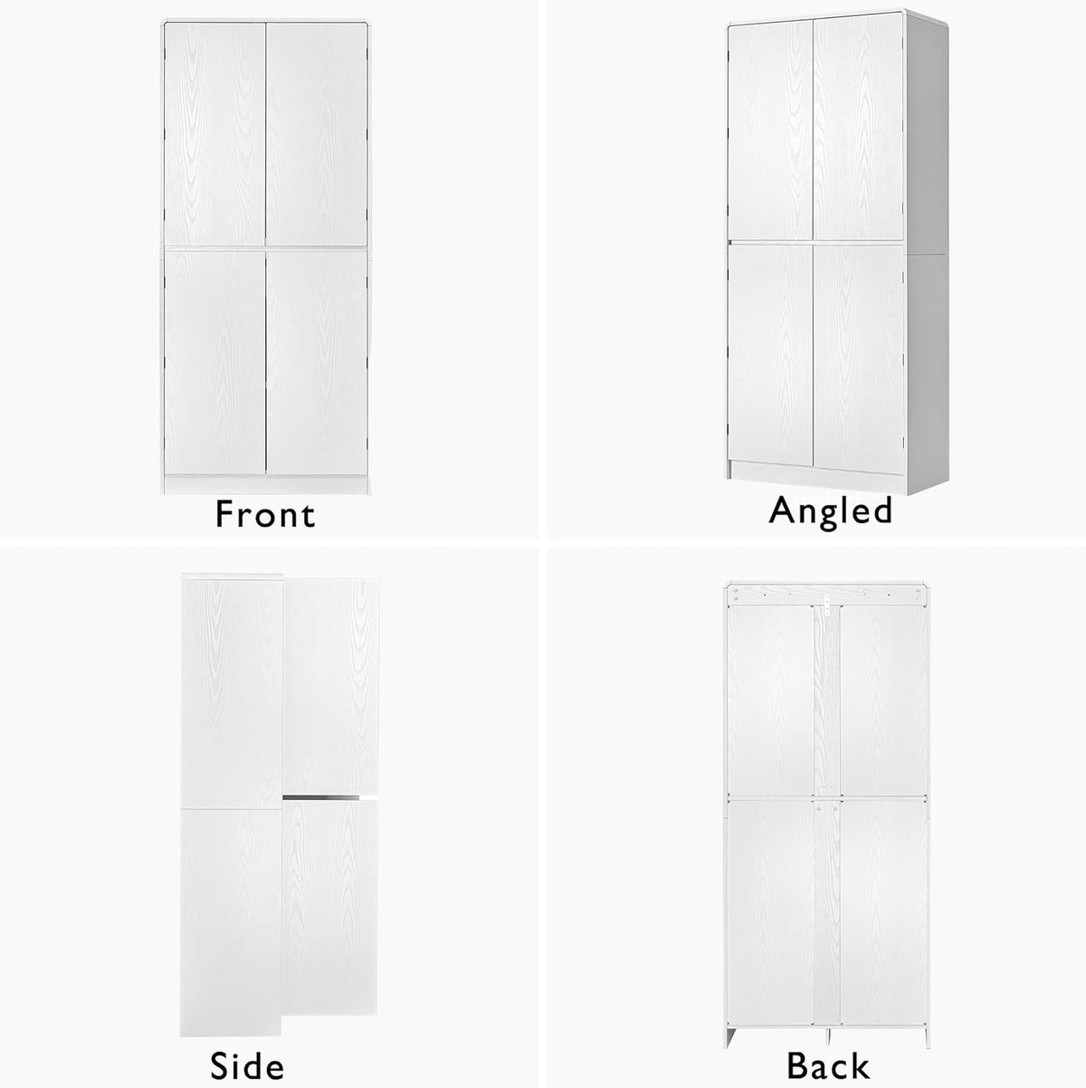72'' Tall Mid-Century Kitchen Pantry with 3 Adjustable Shelves, Freestanding Storage Cabinet with 8 Door Shelves & 1 Hidden Drawer, Versatile Cupboard for Kitchen, Dining & Living Room,White
