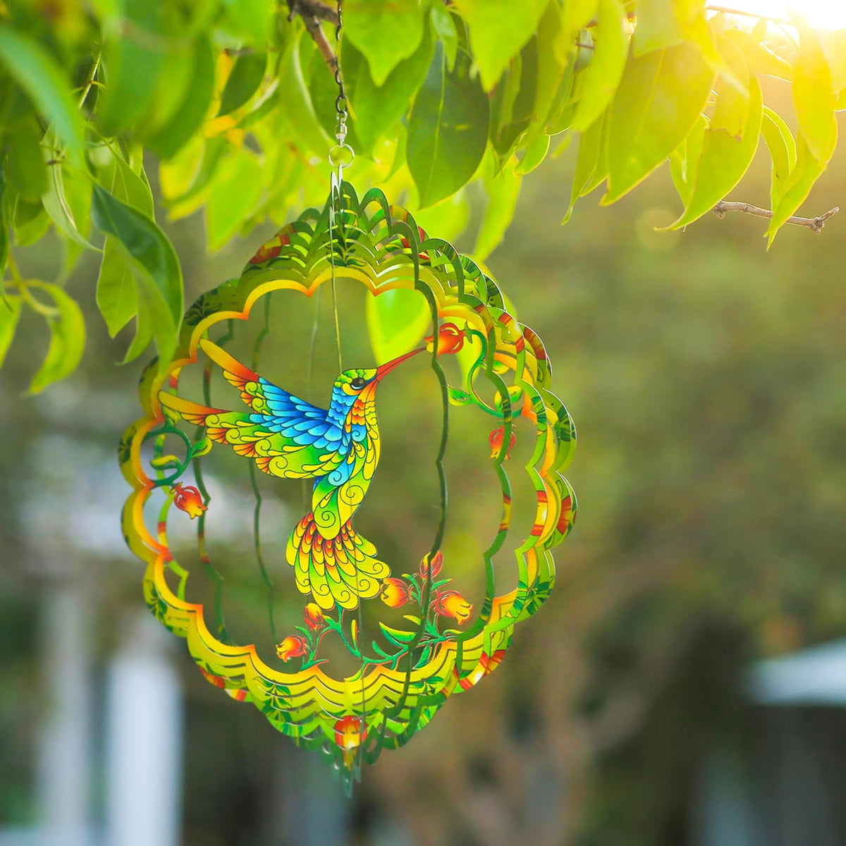 Hummingbird Wind Spinners Hummingbird Gifts for Women/Men 12 inch 3D Stainless Steel Hanging Wind Spinner Metal Bird Wind Catchers Kinetic Sculpture for Indoor/Outdoor Decor,Yard Art,Garden Decoration