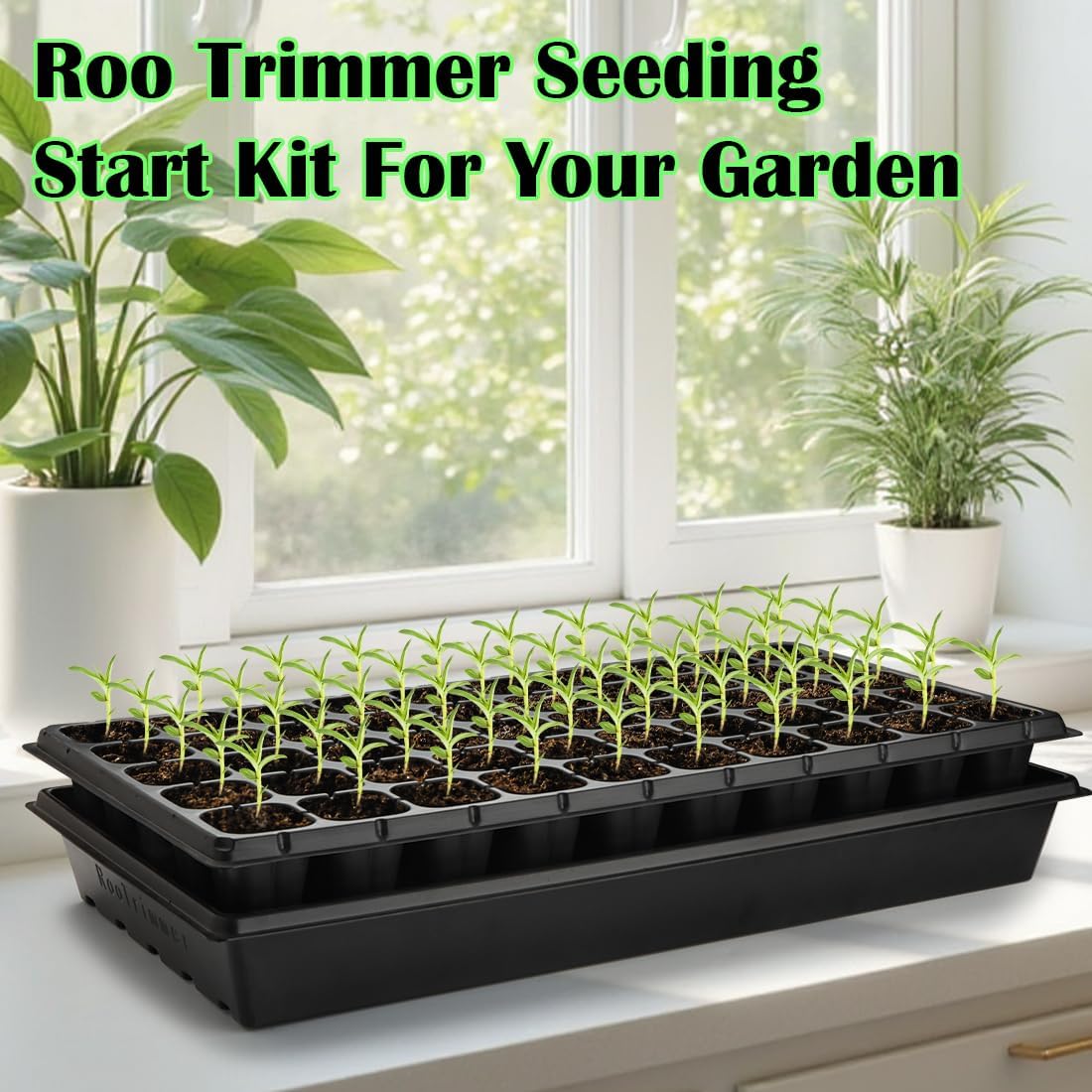 10 Pack 1020 Trays with 10 Pack 3.54" Deep 50 Cell Seed Starter Trays - Seed Starting Kit for Gardening, Durable Plastic Nursery Trays for Seed Germination & Plant Propagation (10 Set)