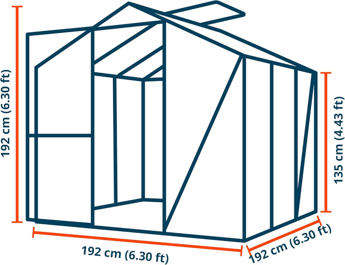 Greenhouse Jasmin 3 Aluminum Frame - 6.3 x 6.3 ft Approx. 6 mm Polycarbonate Panels
