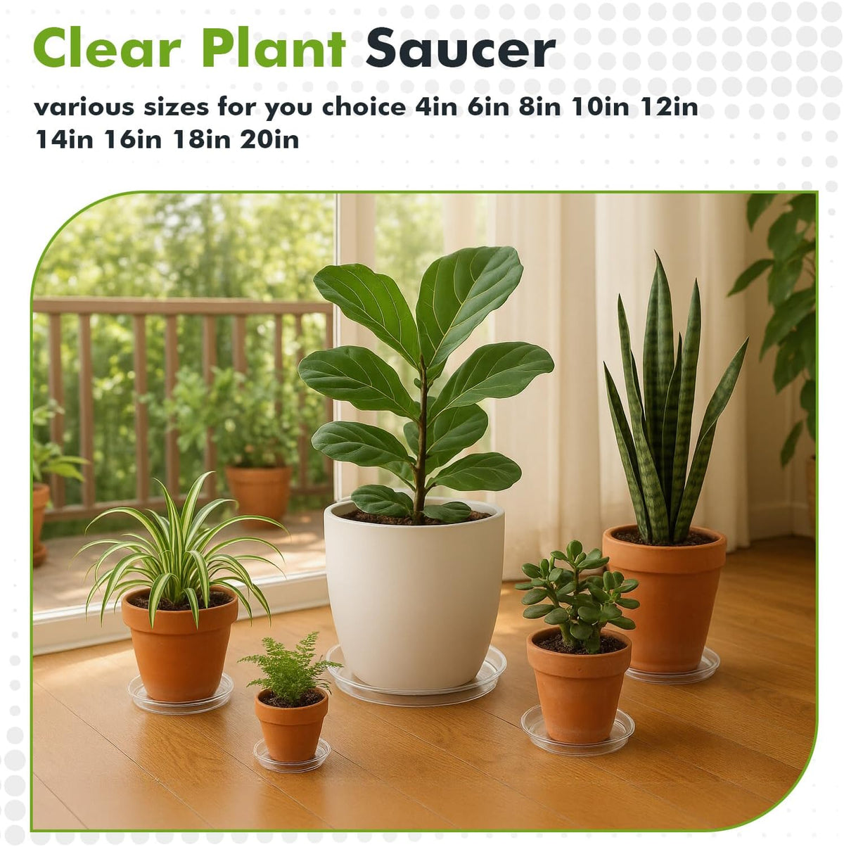30 Packs 8" Clear Plant Saucers for Indoor Outdoor Use Heavy Duty Plastic Plant Trays for Planter Bulk Flower Pot Drip Trays to Catch Water, 4 to 20 Inch, Round Transparent
