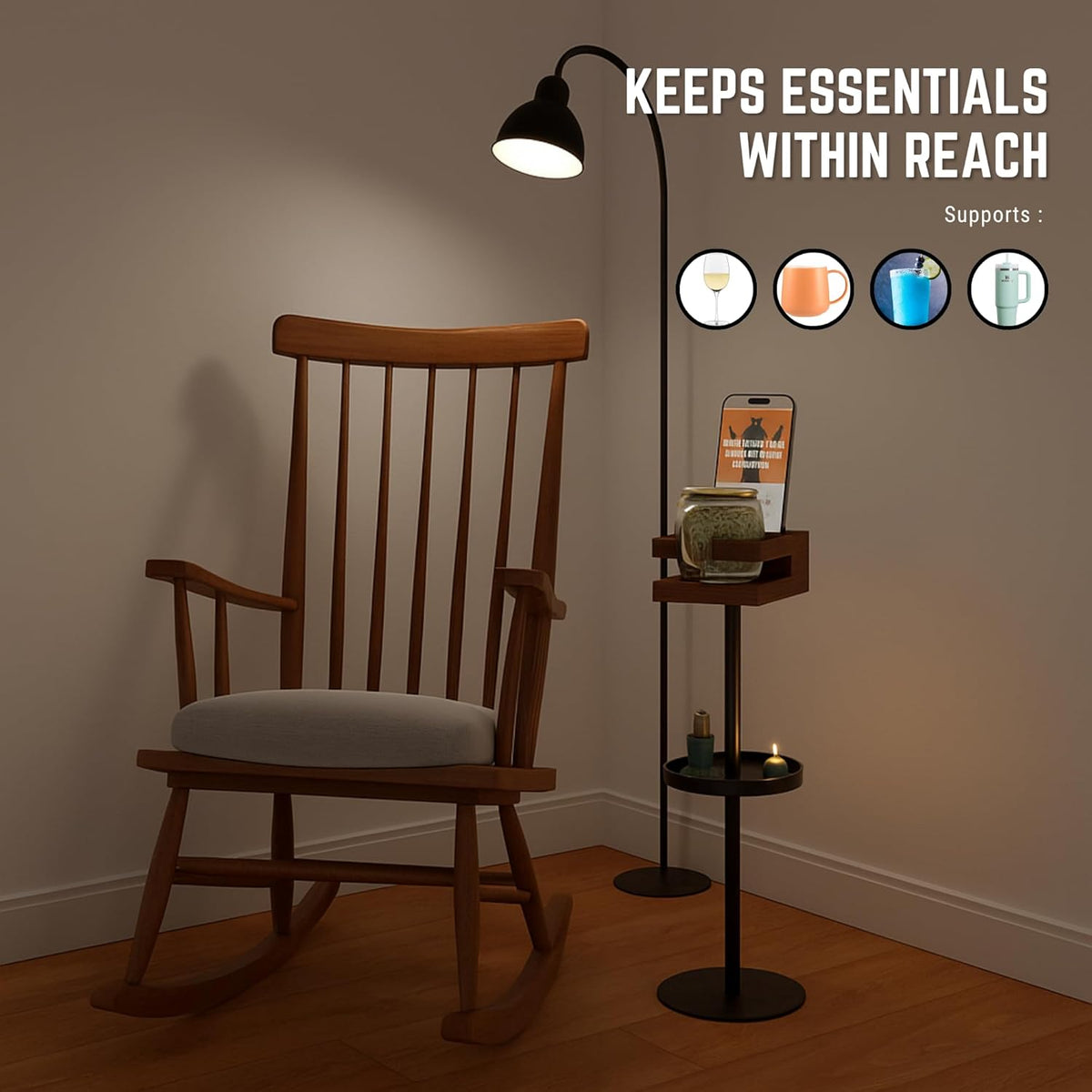Drink Table for Small Spaces - Slim Pedestal Side Table with Real Wood Top & Stable Base for Coffee & Cocktails - Ideal for Tight Living Room & Bedroom Spaces (Walnut)