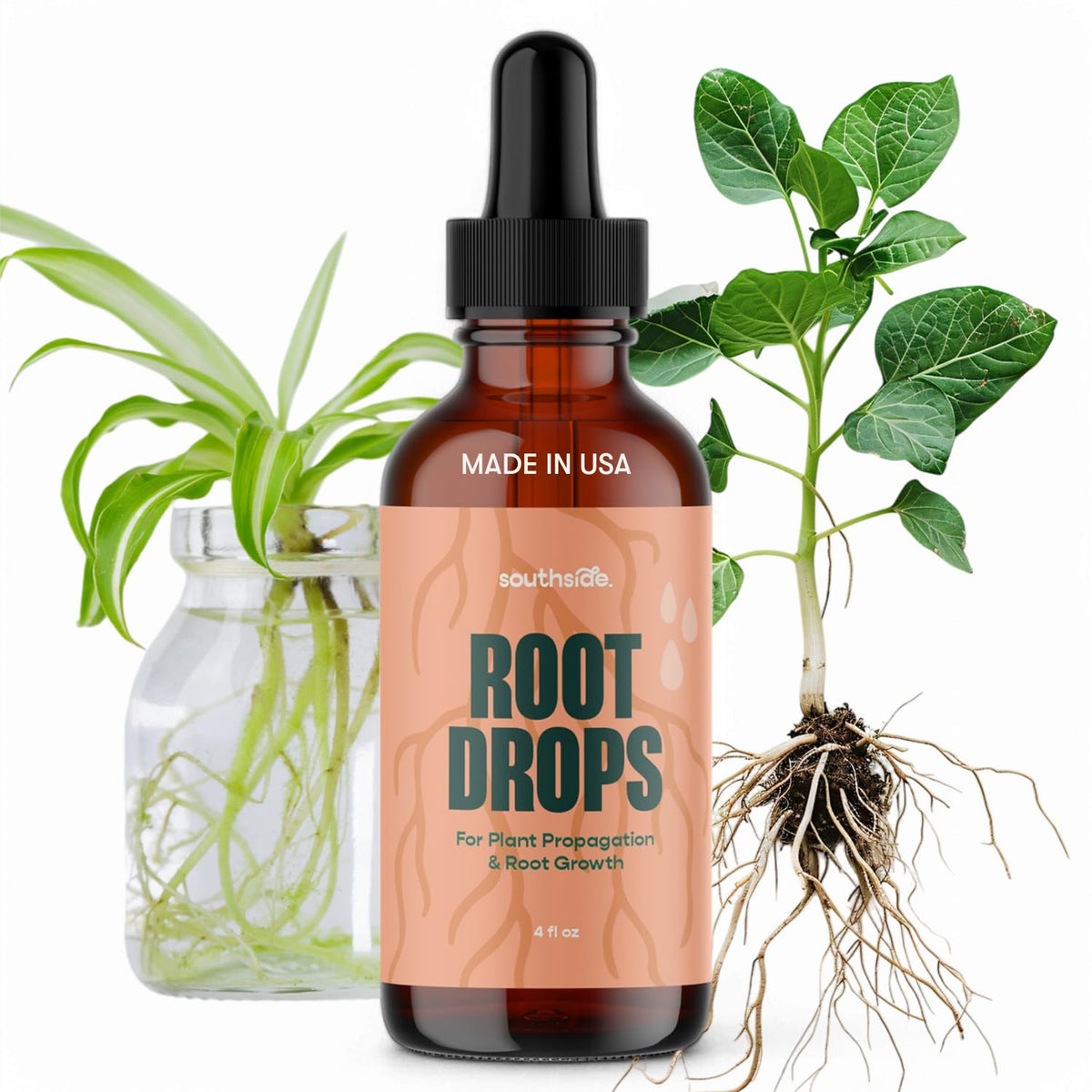 Root Drops - Liquid Rooting Hormone | Fast Propagation, Stronger Roots, Less Shock | Works in Water, Soil, Leca, Moss | for All Indoor Houseplants Like Pothos, Monstera, Philodendron (4 oz)