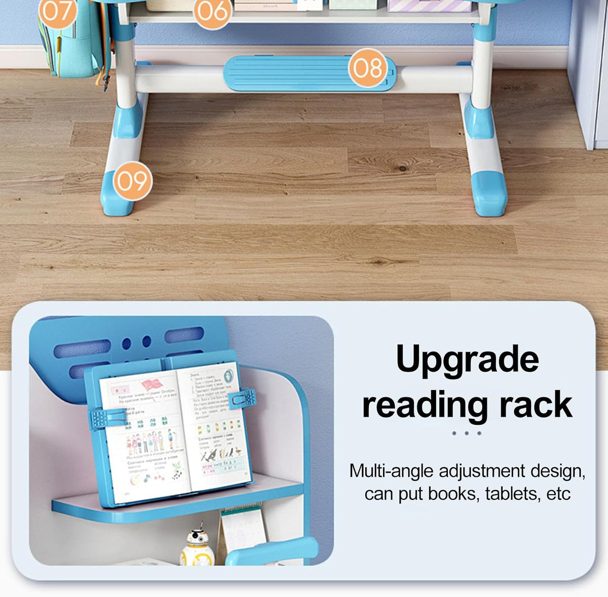 [Fast Arrival] Kids Study Desk and Chair Set - Height Adjustable Kids Writing Desk with Chair, Girls Learning Table with Large Writing Board for Bedroom, Ideal Gifts for Children Boys Girls 6-12