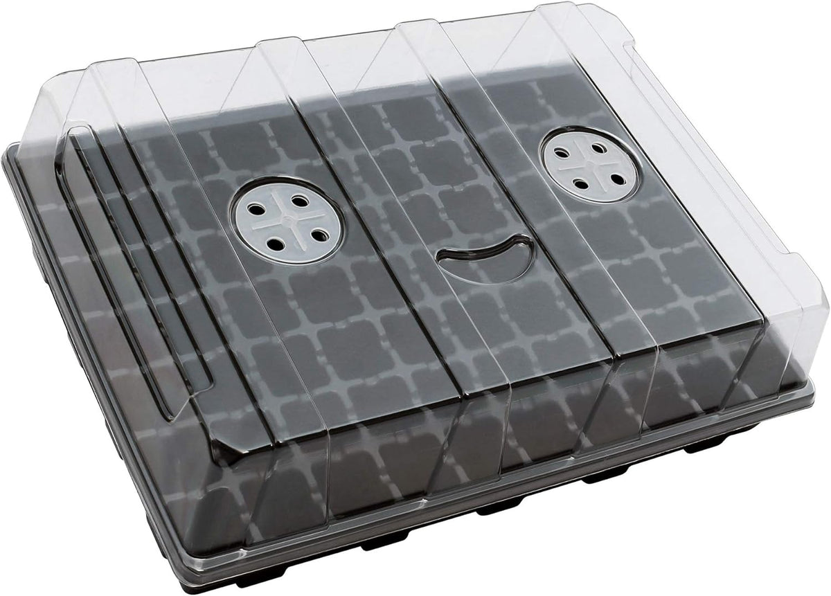 Gardzen Seed Starter Tray, 5 Pack Smiling Face Plant Germination Trays with Total 350-Cell, Seed Starter Kit with Humidity Vented Domes and Bases for Starting Vegetable Flower Herb Seeds 18" x 14"