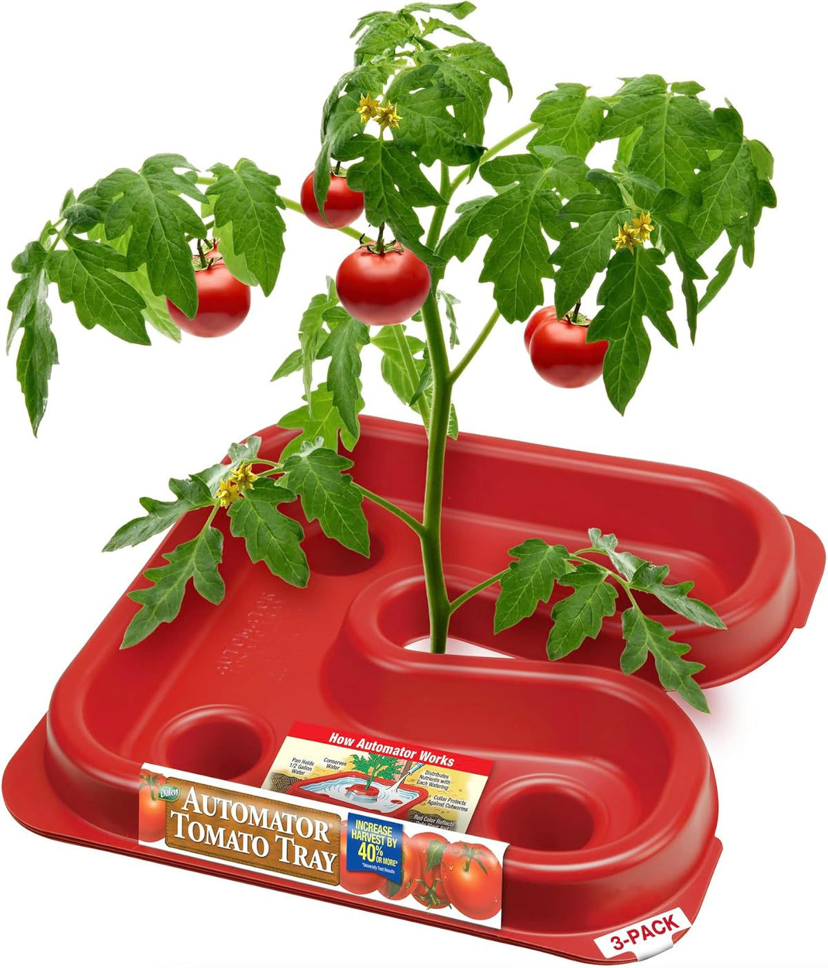 DALEN Gardeneer Tomato Tray Super Boost – Increases Tomato Plant Yield up to 40% – Easy to Install – 12" Wide x 12" deep x 3.5" high – Pack of 3
