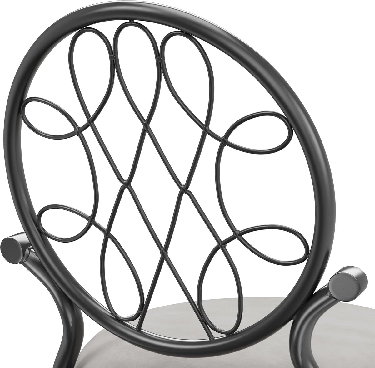 Hillsdale O'Malley Vanity Stool with Spiral Pattern Design, Metallic Gray Fabric