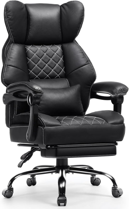 GTPLAYER Big&Tall Ergonomic Gaming Chair, Wide Spring Seat, Linkage Armrest,Black