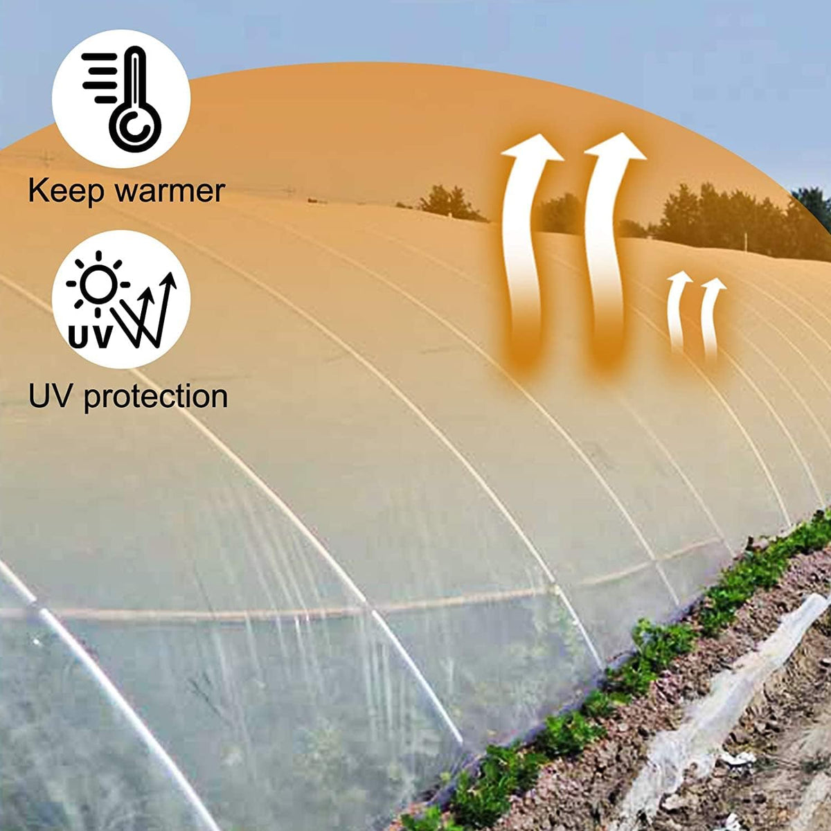 VEVOR Greenhouse Plastic Sheeting 20 x 28 ft, 6 Mil Thickness UV Resistant Clear Polyethylene Film, Hoop Green House Cover for Farms, Agriculture, Garden