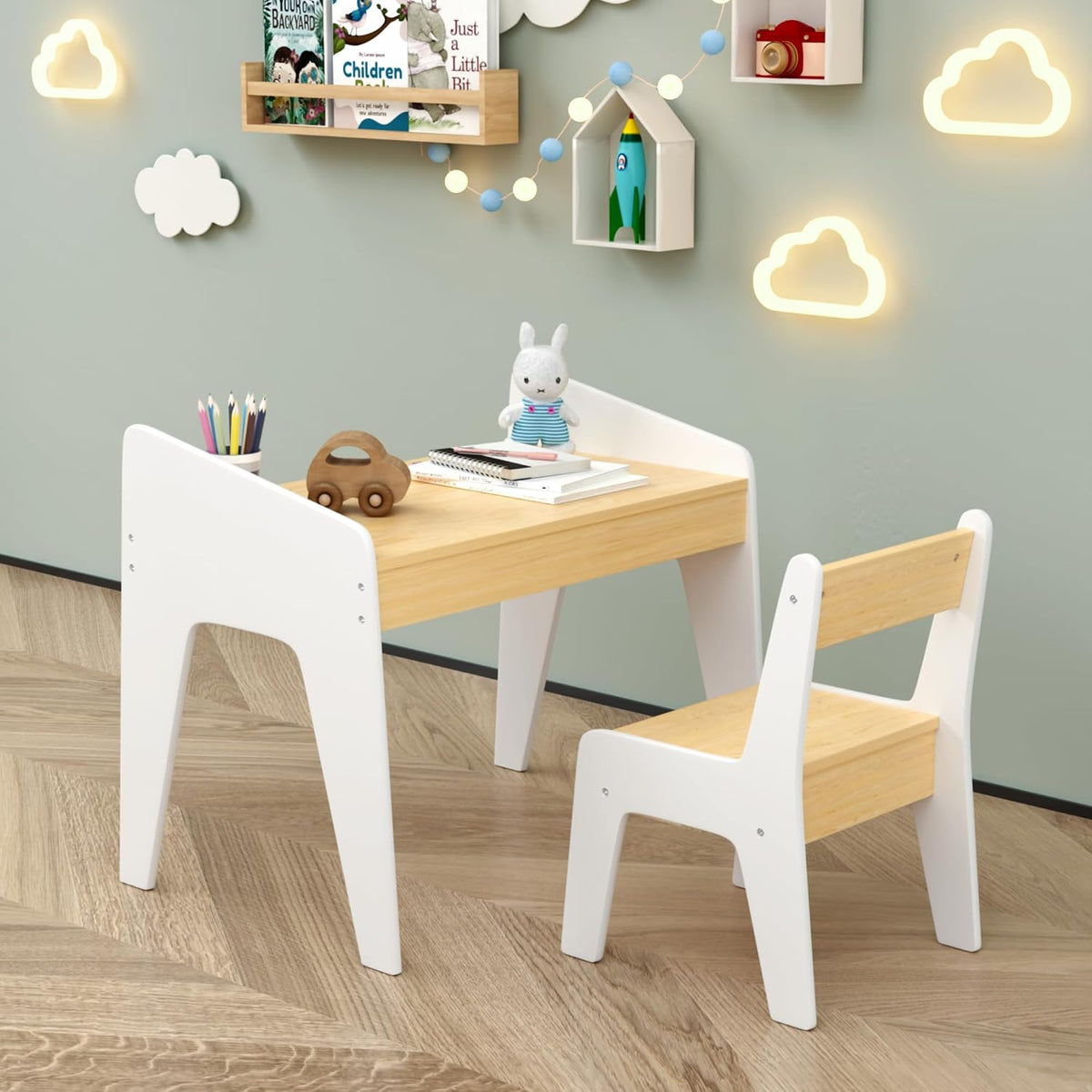 Kids Furniture Set for Bedroom Toddler Table and Chair Set Desk for | Compact toddler table and chair set for ages 2-8. Sturdy MDF wood construction supports play, study, and snack time. Ide