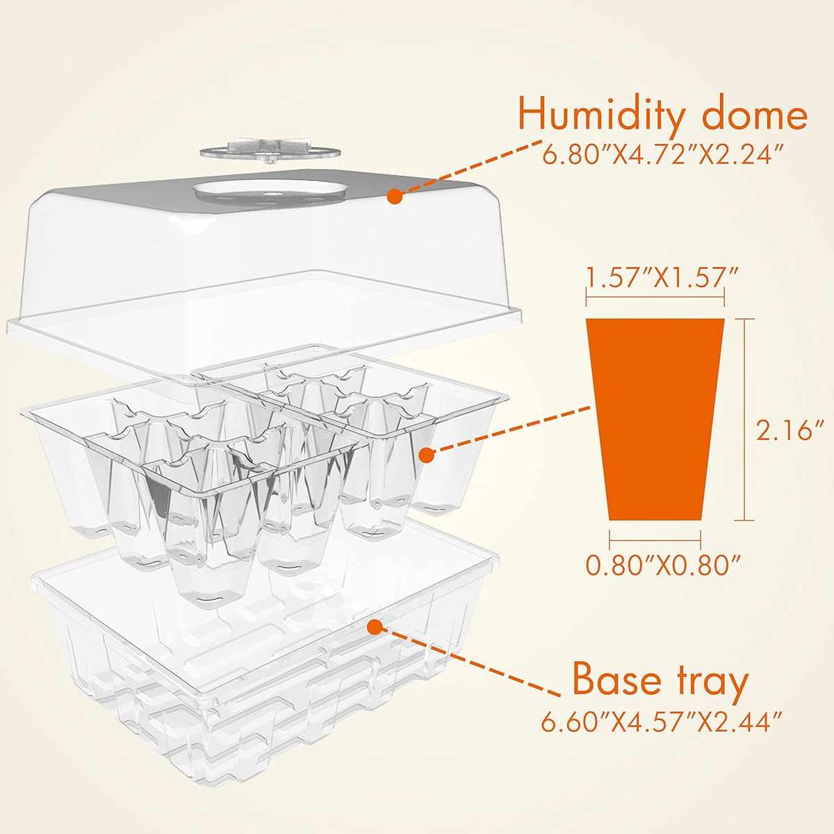 Gardzen 10 Pack Seed Starting Tray, Plant Germination Trays, Seed Starter Kit with Adjustable Humidity Vented Dome and Clear Base, Plant Growing Kit 6.6" x 4.5", Total 120-Cell, Clear