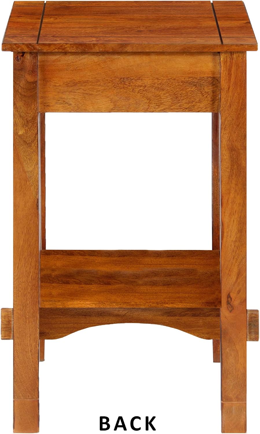 Benjara Spacious Mango Wood Telephone Stand with Slatted Side Panels, Brown