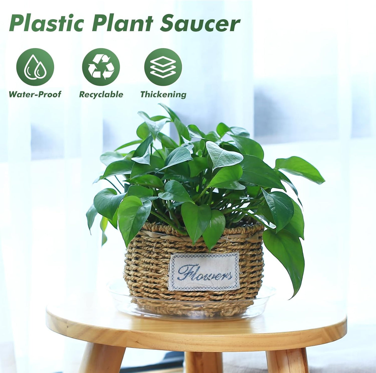 40 Pack 12 Inch Plant Saucer Clear Plant Saucers for Outdoors Plants Drip Trays Extra Large Pot Saucer No Holes Pot Saucers Planter Trays for Outdoor Plants Bulk Plastic Tray for Flower, Potted Tree