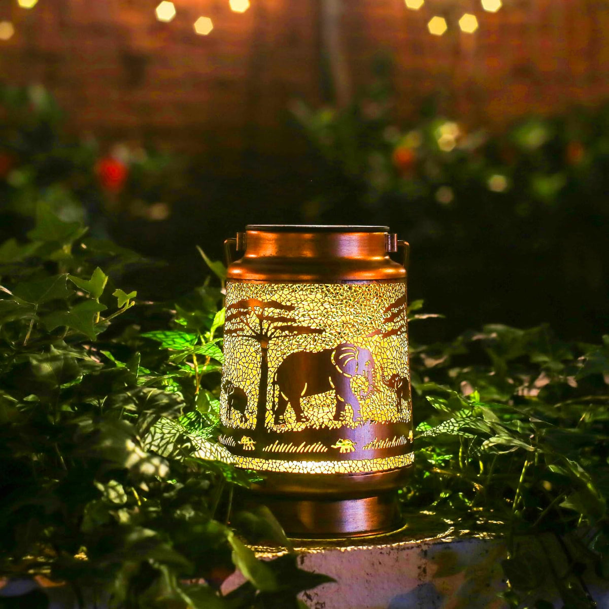 Elephant Solar Lanterns Outdoor Waterproof Hanging Solar Lights Elephant Gifts for Women Men Metal Decorative LED Lanterns for Yard, Patio, Lawn, Tabletop, Pathway, Landscape, Garden Decor
