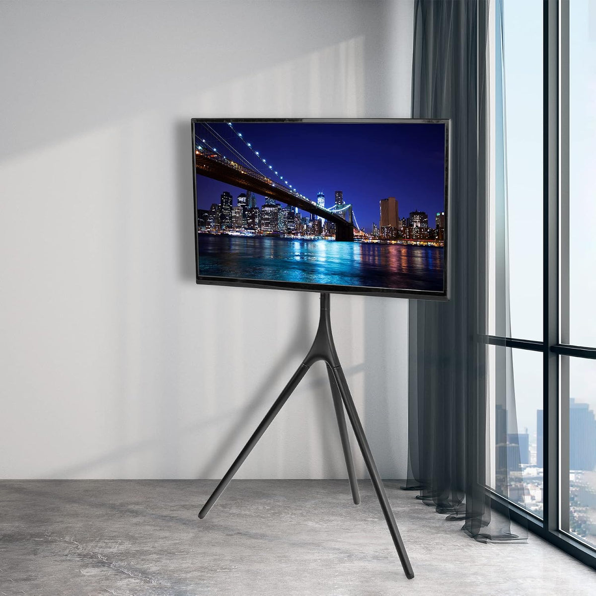 VIVO Black Easel TV Stand for 45 to 65 inch Screens, STAND-TV65AB | Articulating Artistic Studio Display Stand, Adjustable TV Mount with Swivel, Tripod Base, Max VESA 600x400, Holds 77 lbs