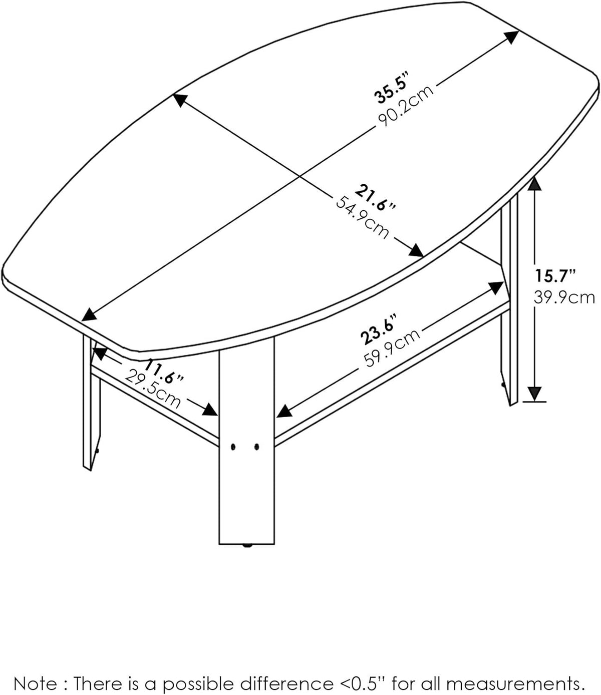 Furinno Simple Design Coffee Table, French Oak Grey/Black