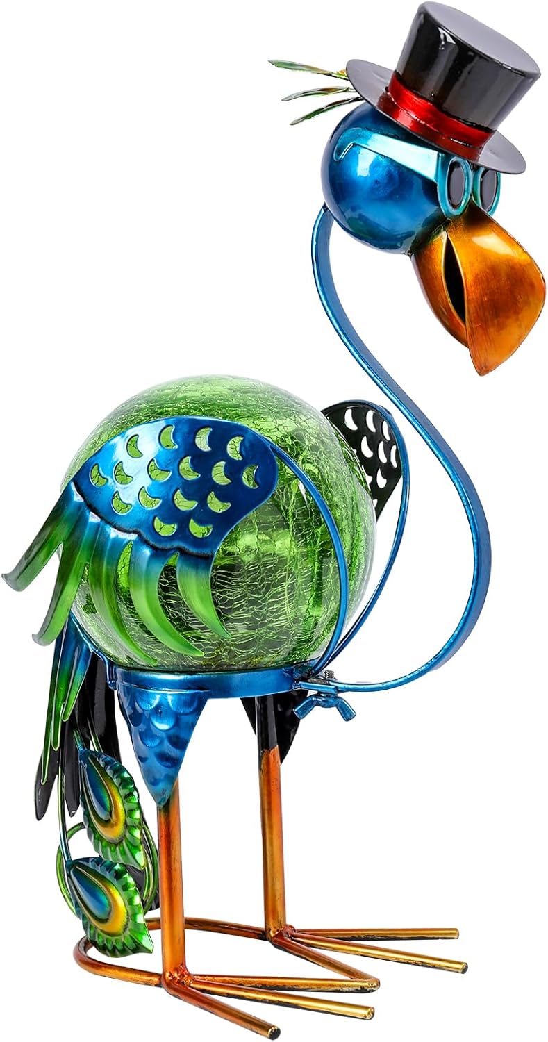 MUMTOP Peacock Solar Lights Outdoor, Solar Lantern Outdoor Decorative Waterproof LED Peacock Lights Tabletop Decorations for Patio Garden Yard Outside Decor, Peacock