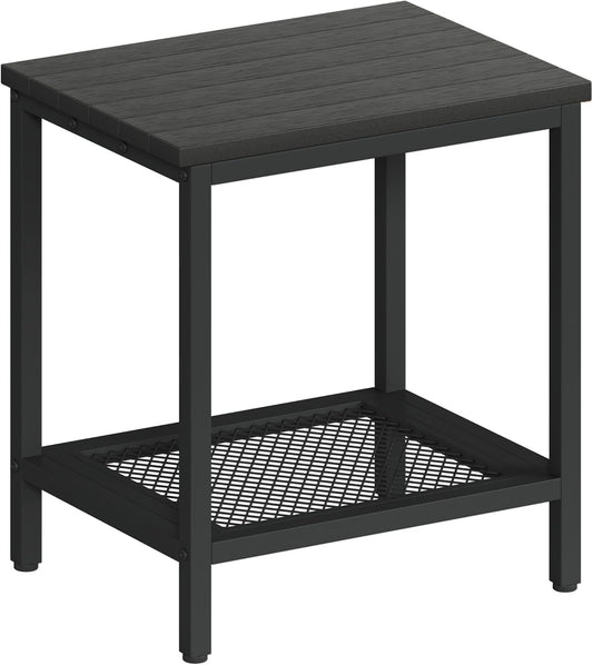 Outdoor Side Table with Storage 2-Tier Patio End Tables Black | Outdoor Accent Table Small Side Table For Pool, Deck, Garden