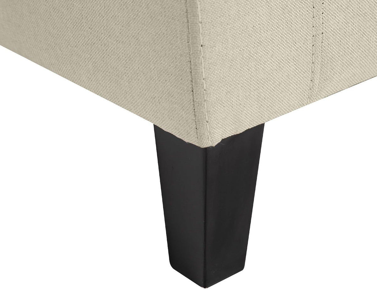Contemporary Linen Tufted Storage Ottoman Bench Lift Top Beige Trendy Design Premium Fabric Durable Structure Spacious Storage