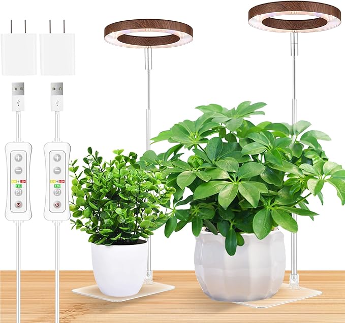 yadoker Plant Grow Light, LED Growing Light Full Spectrum for Indoor Plants,Height Adjustable, Automatic Timer, 5V Low Safe Voltage,Idea for Small Plants