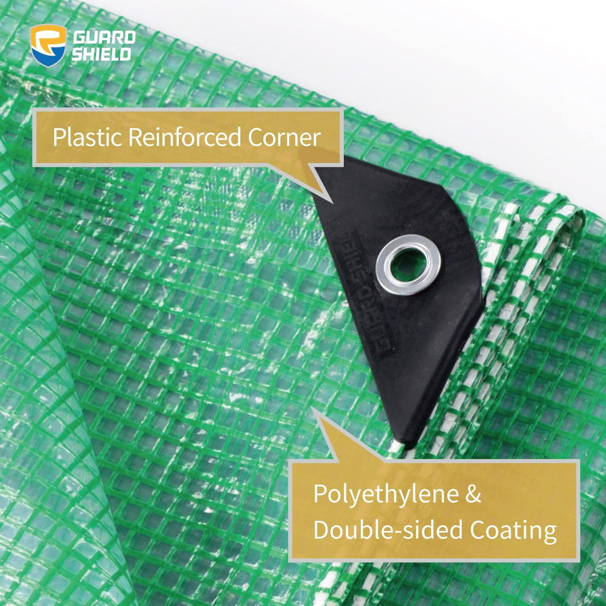 GUARD SHIELD Clear Green Tarp Heavy Duty 20x20 Feet Waterproof for Greenhouse Outdoor Garden Poly Cover UV Resistant 3x3 Weave 10mil