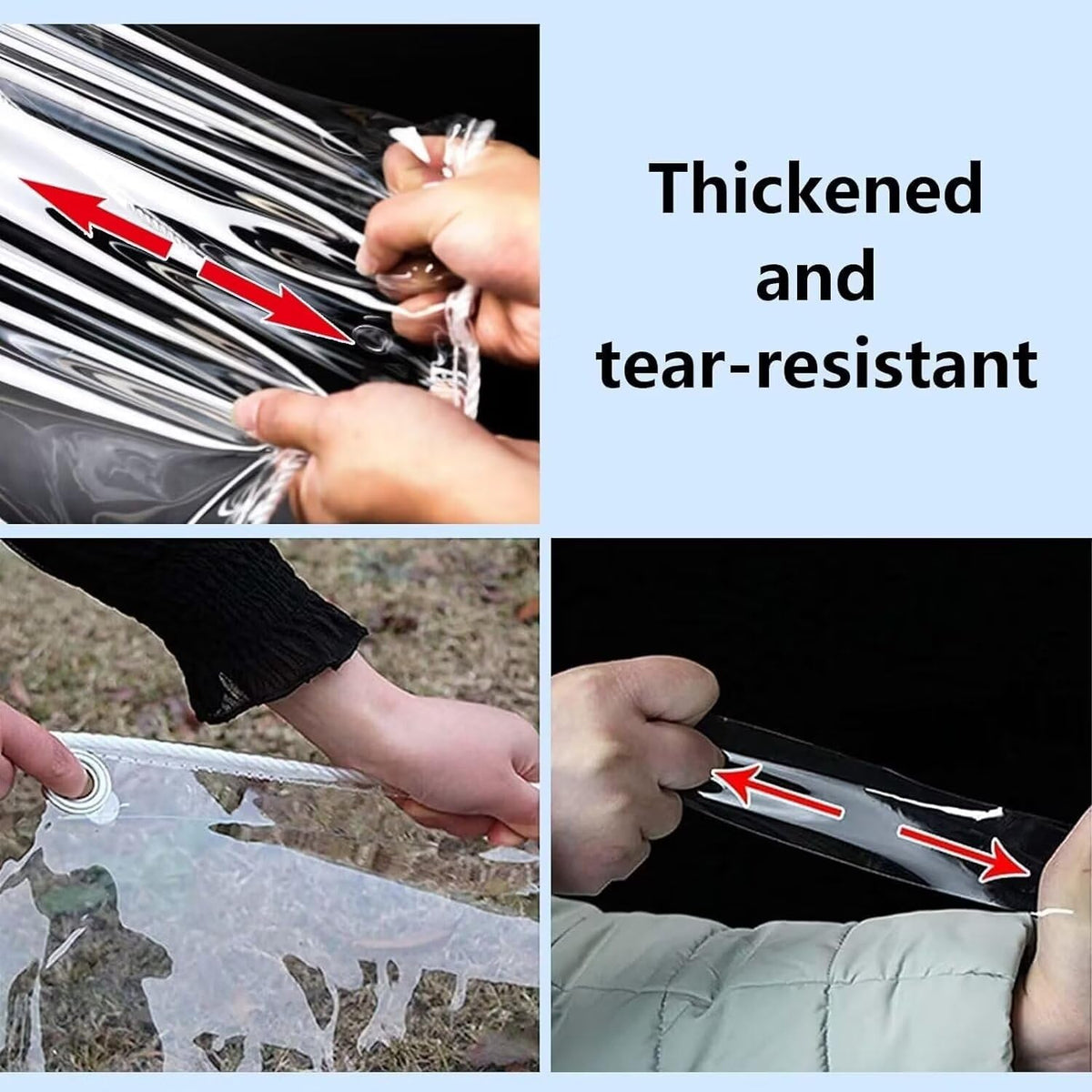 Clear Tarps with Grommets 14 Mil Clear PVC Tarp 400g/m² Thickened Tear Resistant, for Camping, Plants Greenhouse, Cars, Patio (8' X 20')