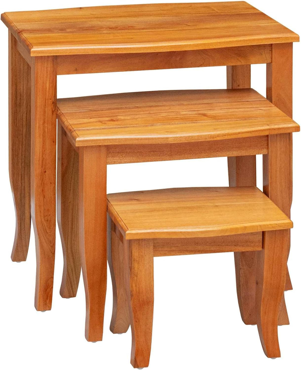 Nesting Side Tables 3 pcs Natural Solid Mahogany Wood | Space Saving Stackable Design, Unique Wood Grain, Versatile Accent for Living Room or Bedroom
