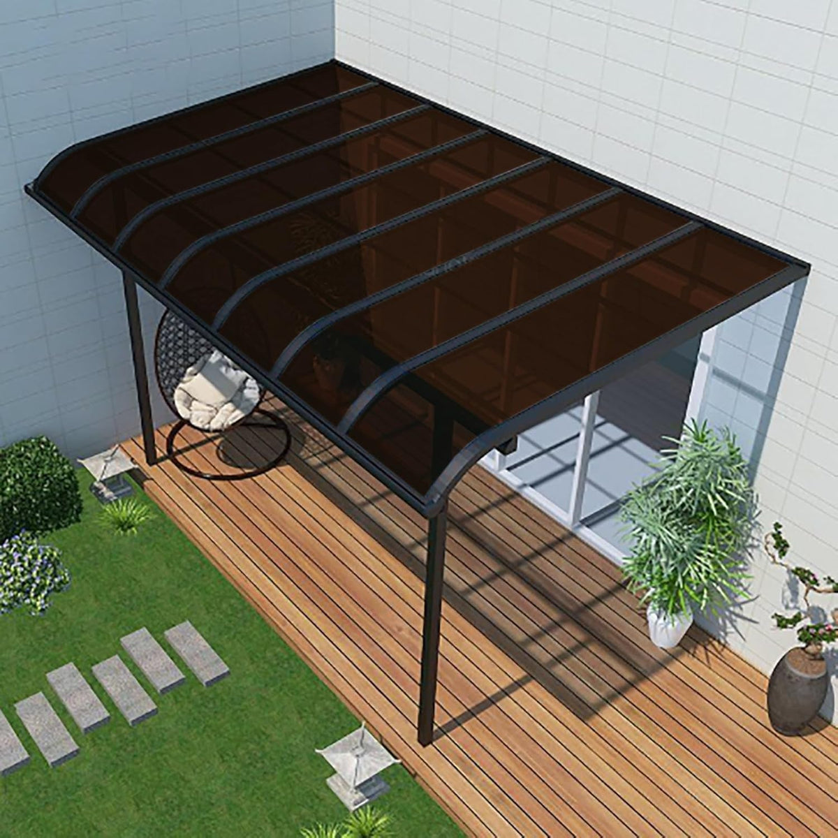 Daylighting Roof Panels Outdoor Sunshade Canopy Panels Greenhouse Panels Not Easy to Deform Easy to Assemble for Outdoor Shed Panels.(Brown,5.1x23ft)