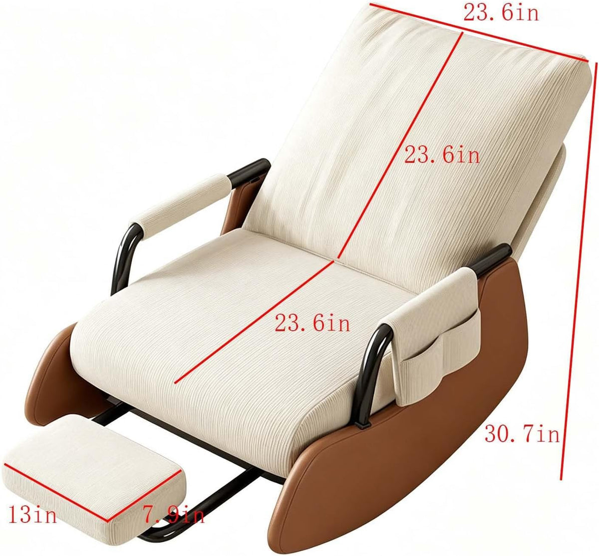 Indoor Leisure Rocking Chair with Removable Foot Stool | Adjustable Backrest Foldable Recliner Rocker