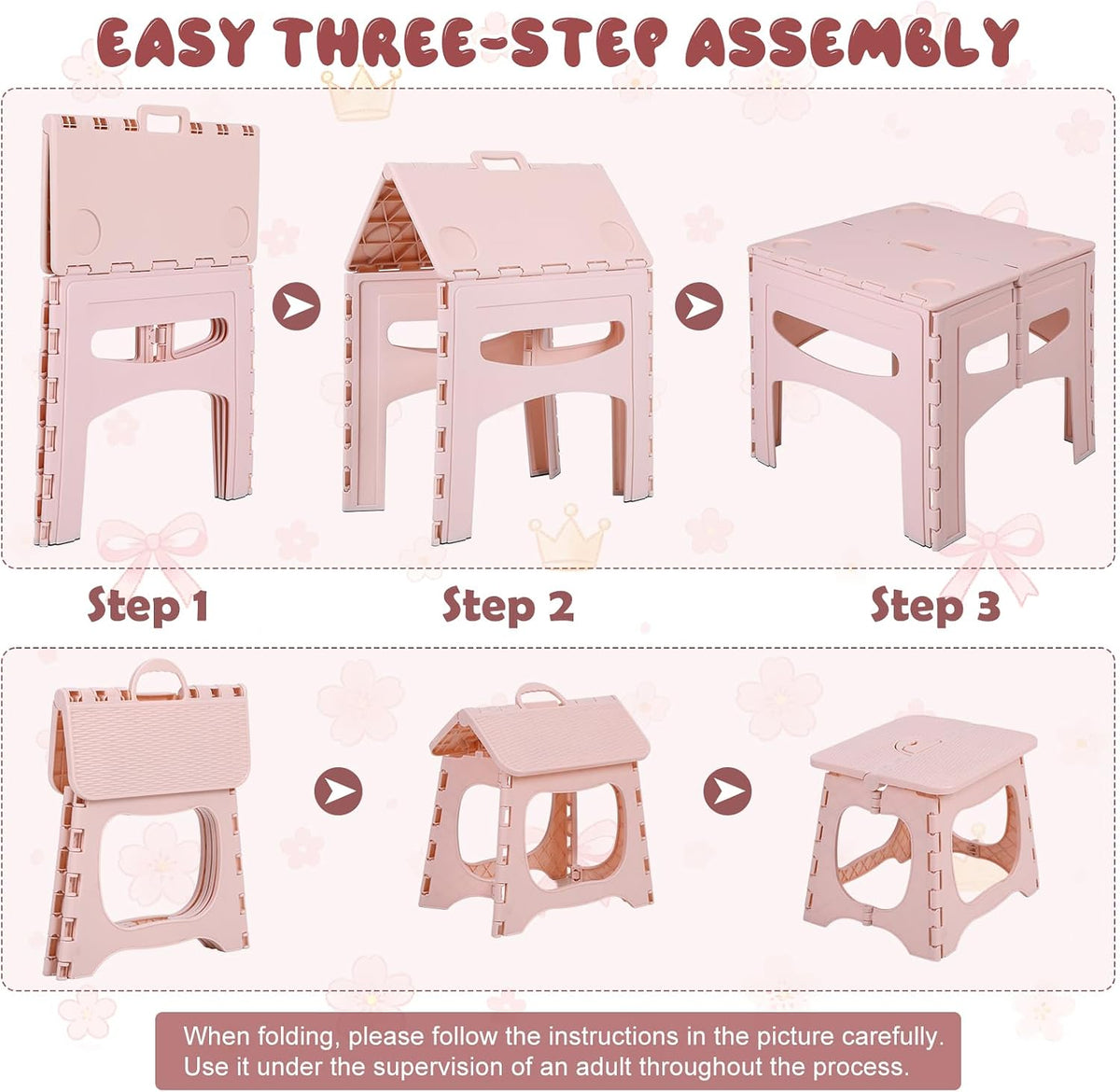 Kids Foldable Table and 2 Chairs Set, Portable Toddler Activity Table with Rounded Corners, PP Plastic Folding Picnic Set for Crafts, Snacks, Playroom, Patio, Indoor Outdoor Use