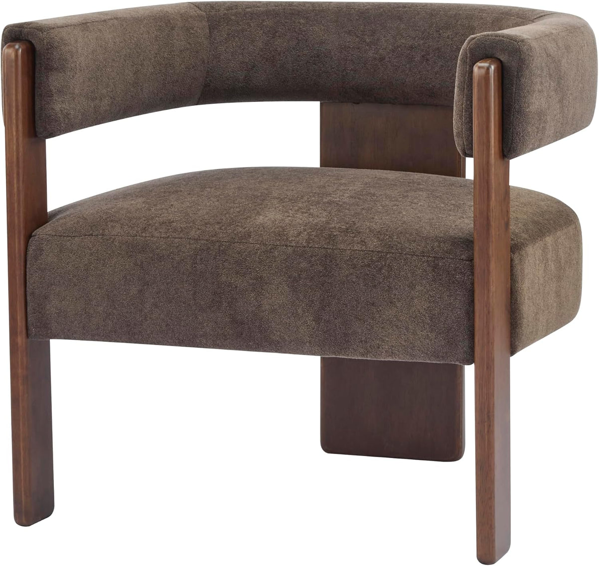 Christopher Knight Home Nettie Modern Accent Chair for Living Room, Velvet Fabric Single Lounge Sofa Chair with Wooden Frame, Comfy Reading Chair for Bedroom, Lounge Armchair with Cushion, Dark Brown