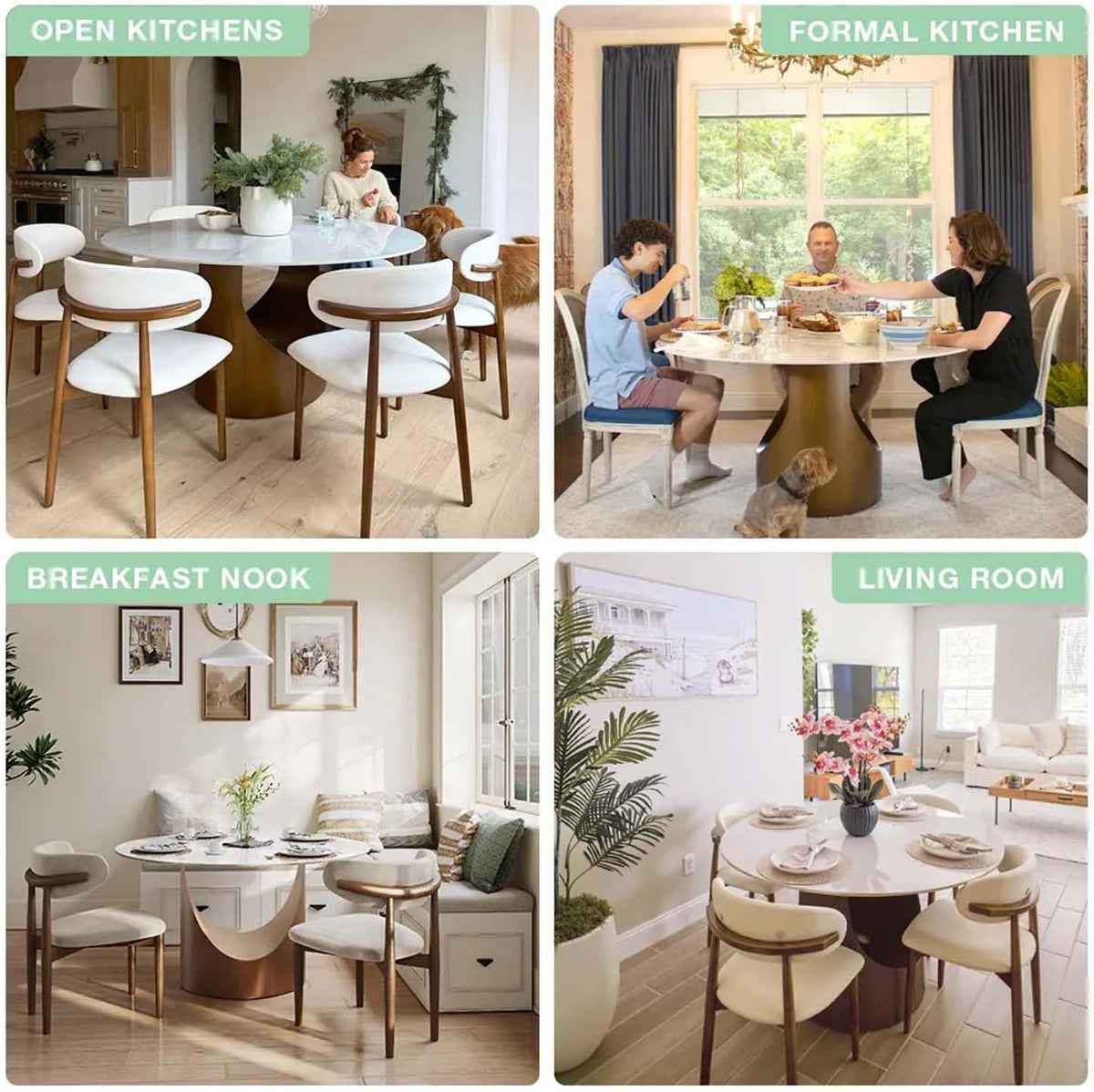 POVISON 59" Round Dining Table for 6 with Lazy Susan, Glossy White Sintered Stone Dining Tabletop with 31" Lazy Susan, Bronze Carbon Steel Pedestal, Modern Dining Table for Living Room (Table Only)