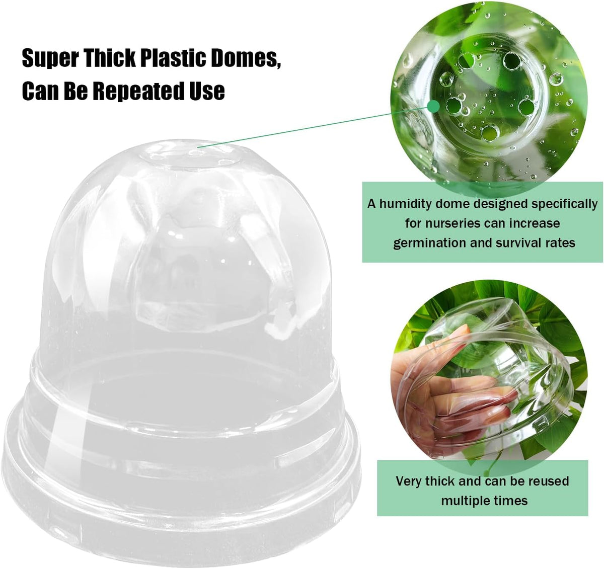 50 Pack Clear Plant Pot Domes, Transparent Seedling Domes Compatible with 4 Inch Seed Starter Pots for Indoor Outdoor Gardening(50Pcs, Clear)