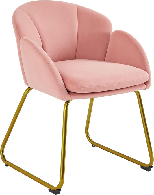 Yaheetech Flower Shape Vanity Chair with Petal Armrests, Pink